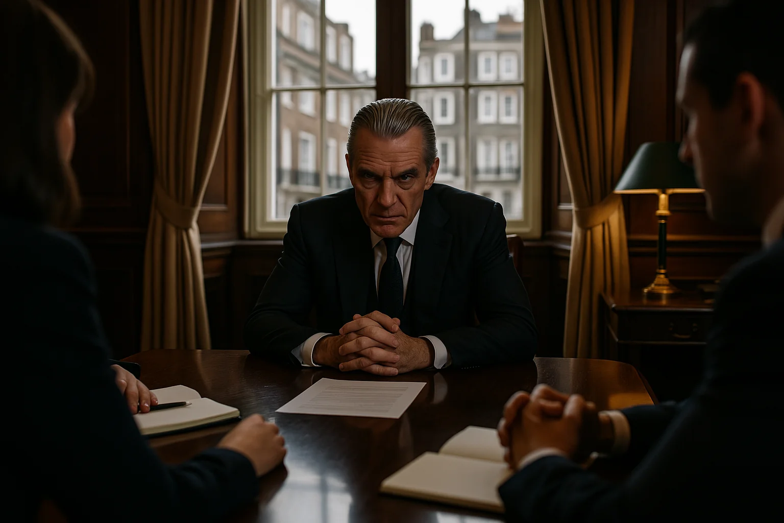 Middle-aged man frowning at a savings account statement on his laptop at home
