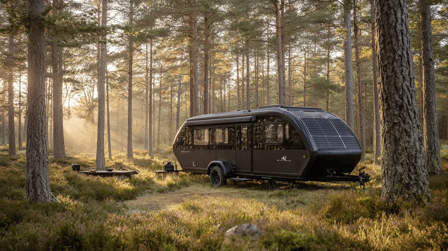 Caravan leisure battery and solar charge controller inside a storage compartment