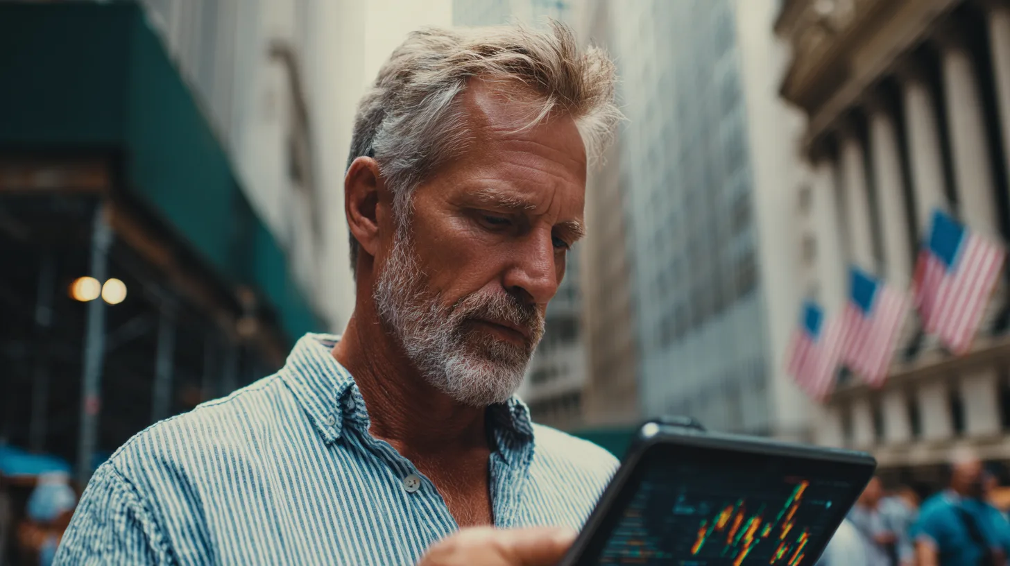 Notebook with a handwritten investment plan beside a laptop showing market data