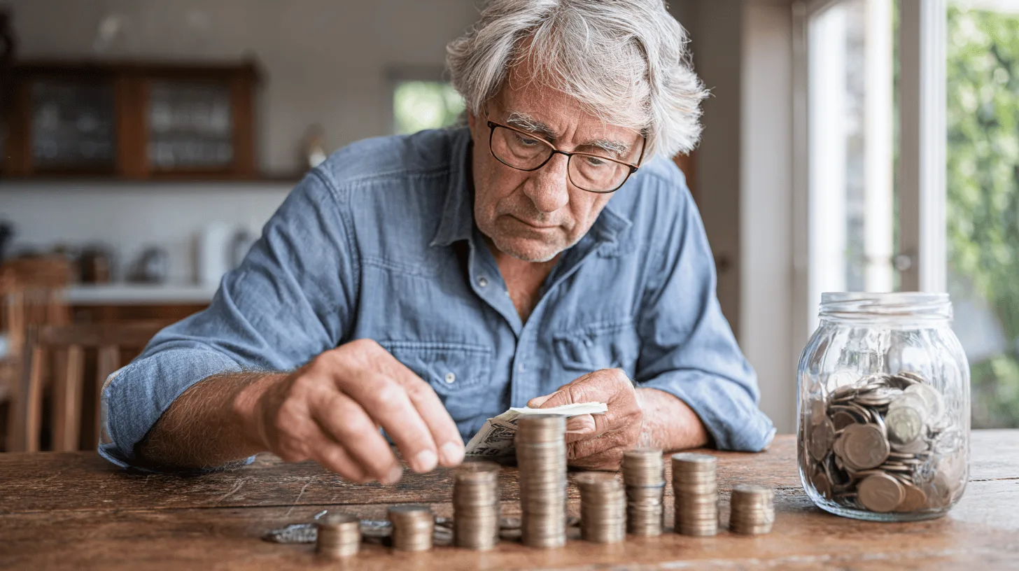 Man reviewing pension statements at a kitchen table