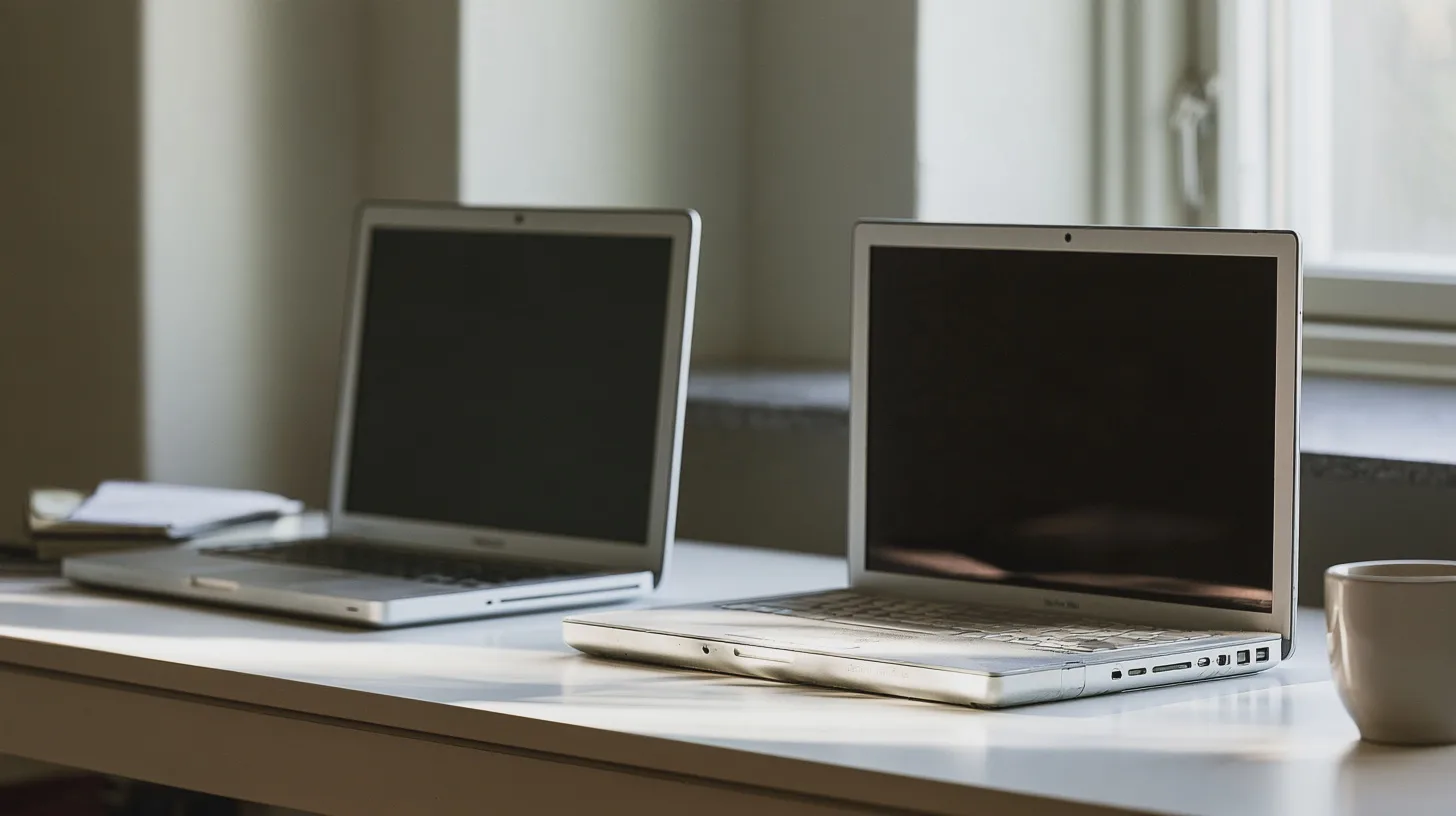 Silver MacBook Neo open on a tidy home office desk beside a coffee mug