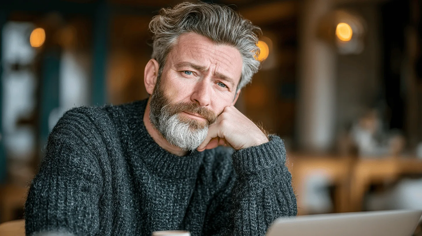 Man reviewing investment figures on a laptop at his kitchen table