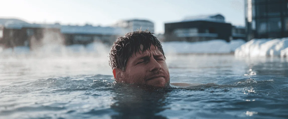 Outdoor hot tubs and cold plunge at a Reykjavík neighbourhood pool