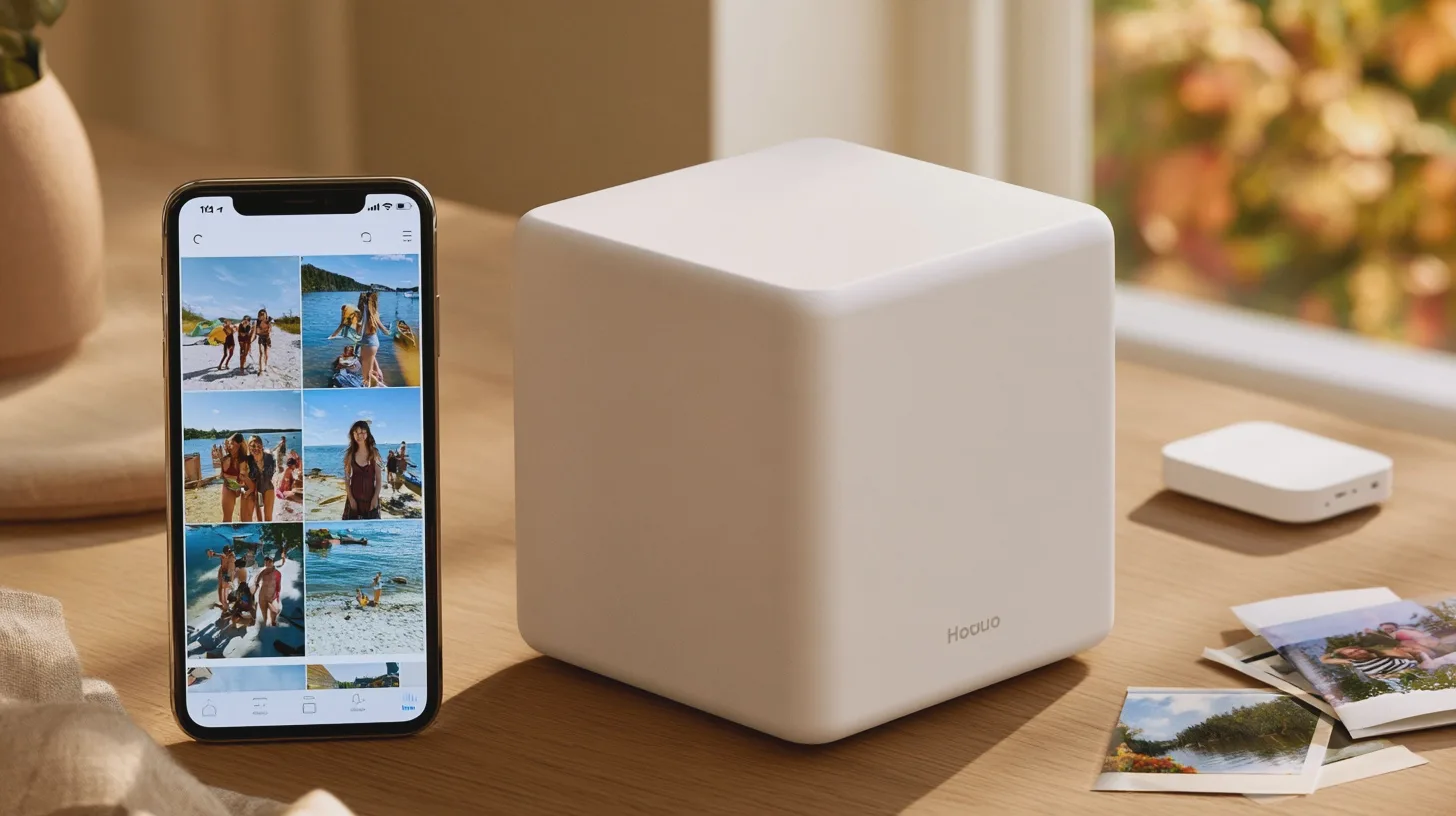 Summer family photographs displayed in an album on a smartphone
