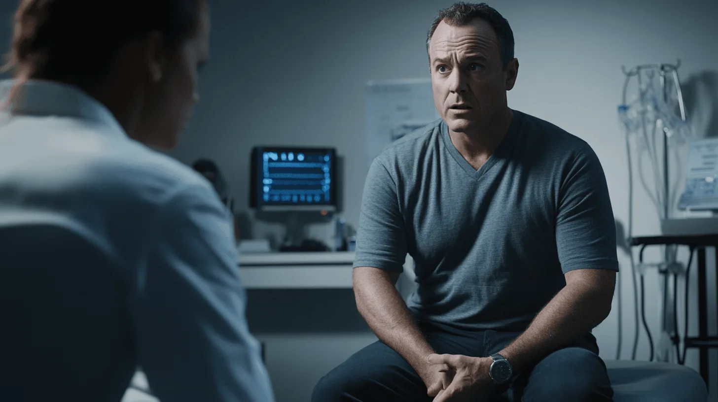 Healthcare professional checking a man’s blood pressure
