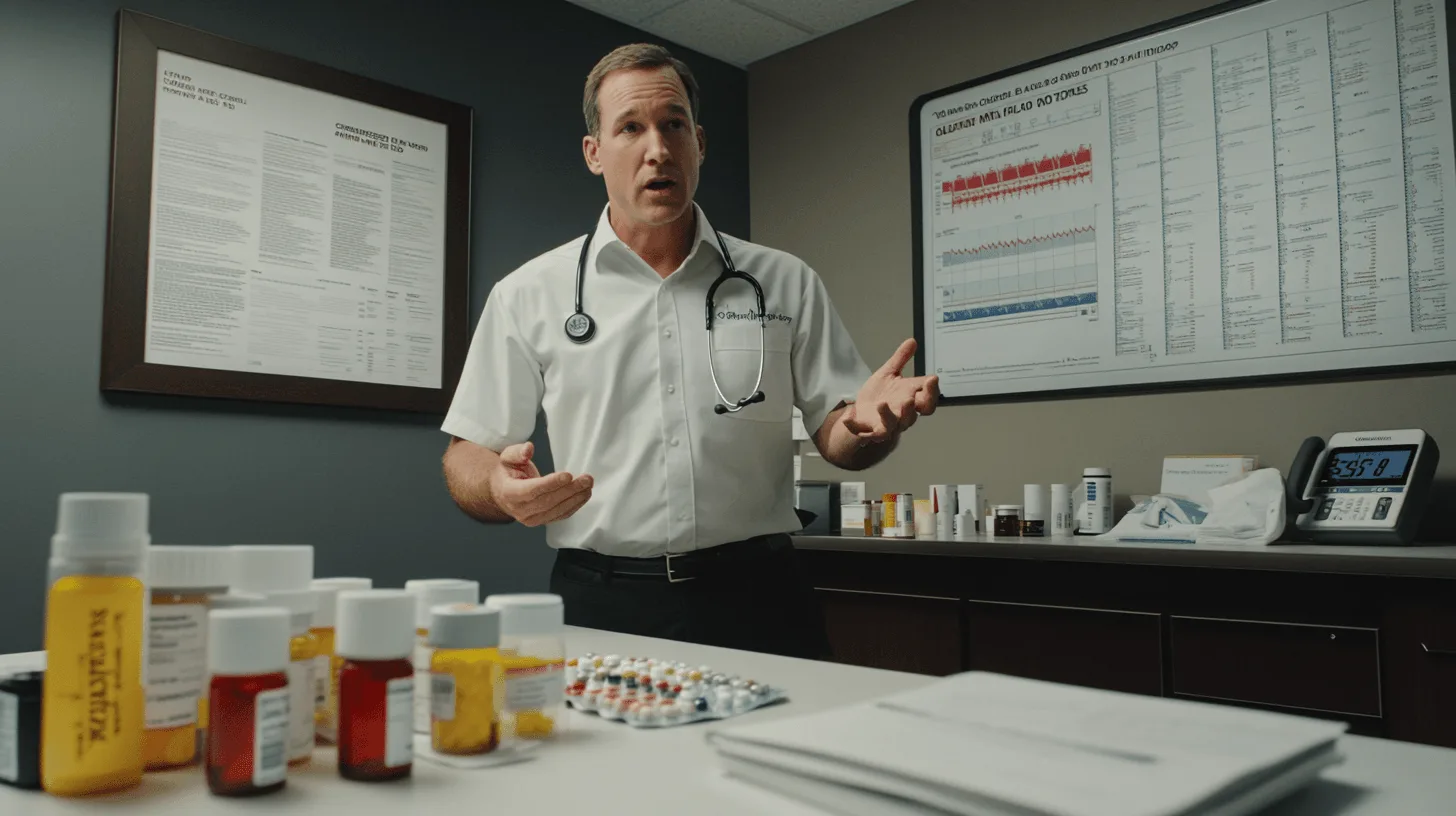 Man discussing blood pressure results with a healthcare professional